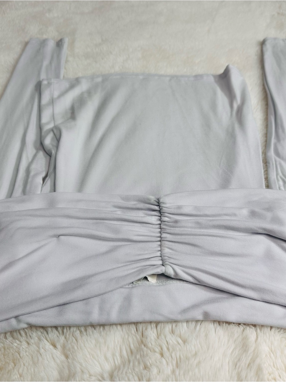 Aritzia Off-Shoulder Ruched Long Sleeve Top - White - Picture 7 of 7